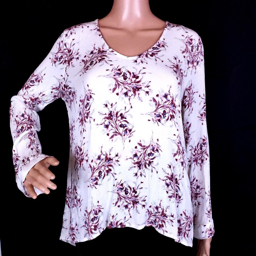 ILLA ILLA Women Top Rayon Blouse Floral Size L